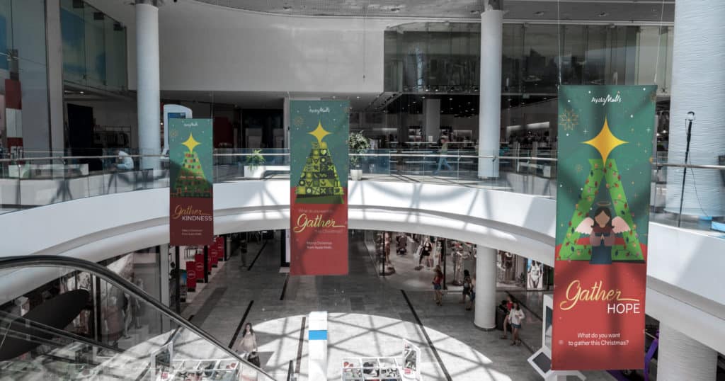 Ayala Malls Christmas Tarpaulin Hanging In Mall