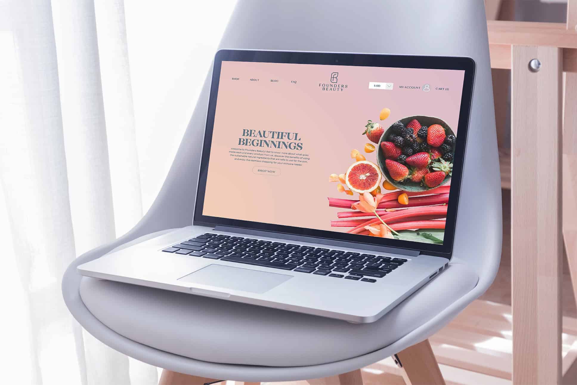 Skincare Brand Design Website Mockup