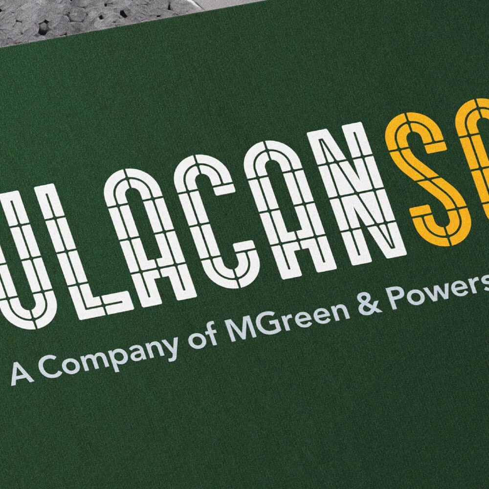 Bulacan Sol branding design featuring distinctive logo typography on a green background.