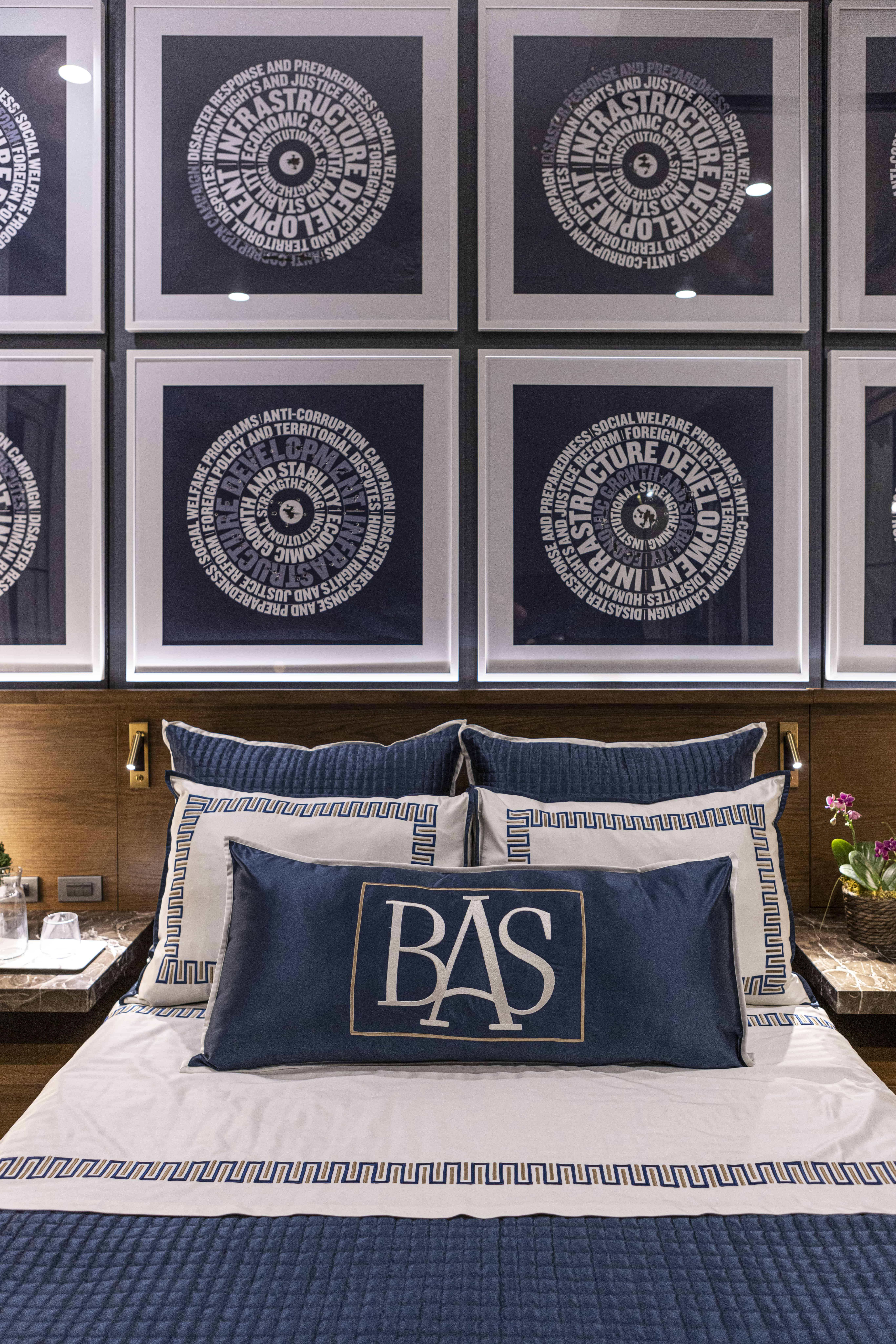 Monogrammed pillow in the Laperal Mansion