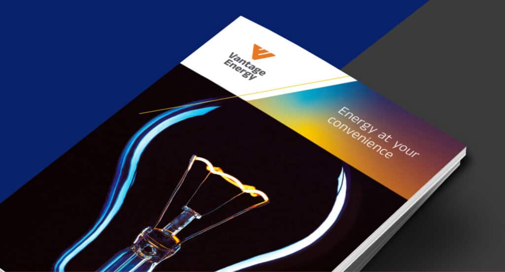 Vantage Energy brand identity design symbolizing power and sustainability by Design for Tomorrow