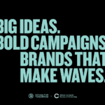 Text: Big Ideas. Bold Campaigns. Brands That Make Waves. Design For Tomorrow collaboration with Ateneo Society.