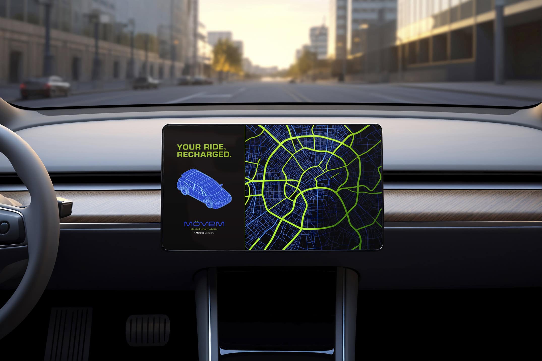 Movem EV car dashboard design by Design For Tomorrow for sustainable mobility case study.