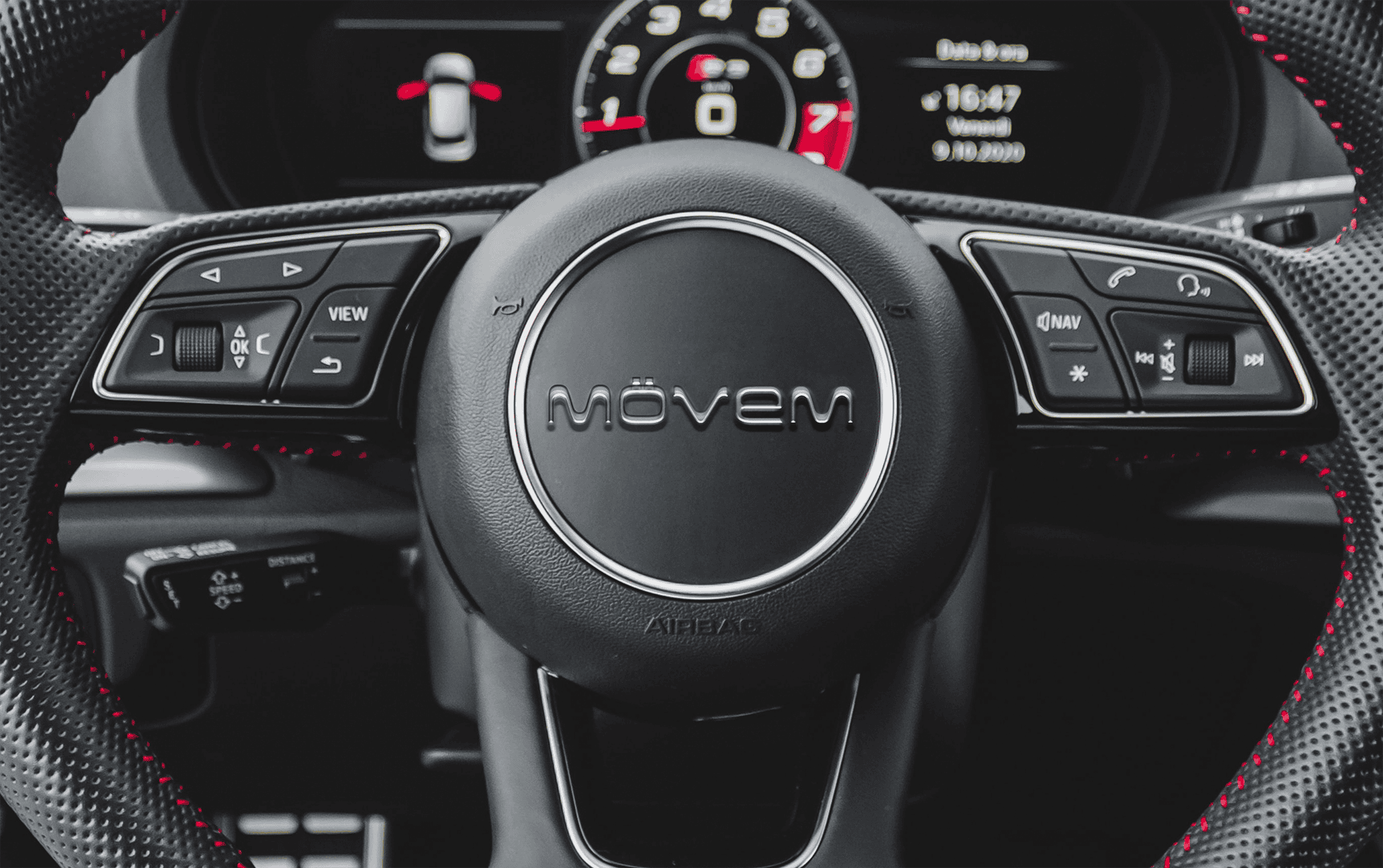 Movem EV car steering wheel design by Design For Tomorrow for sustainable mobility case study.