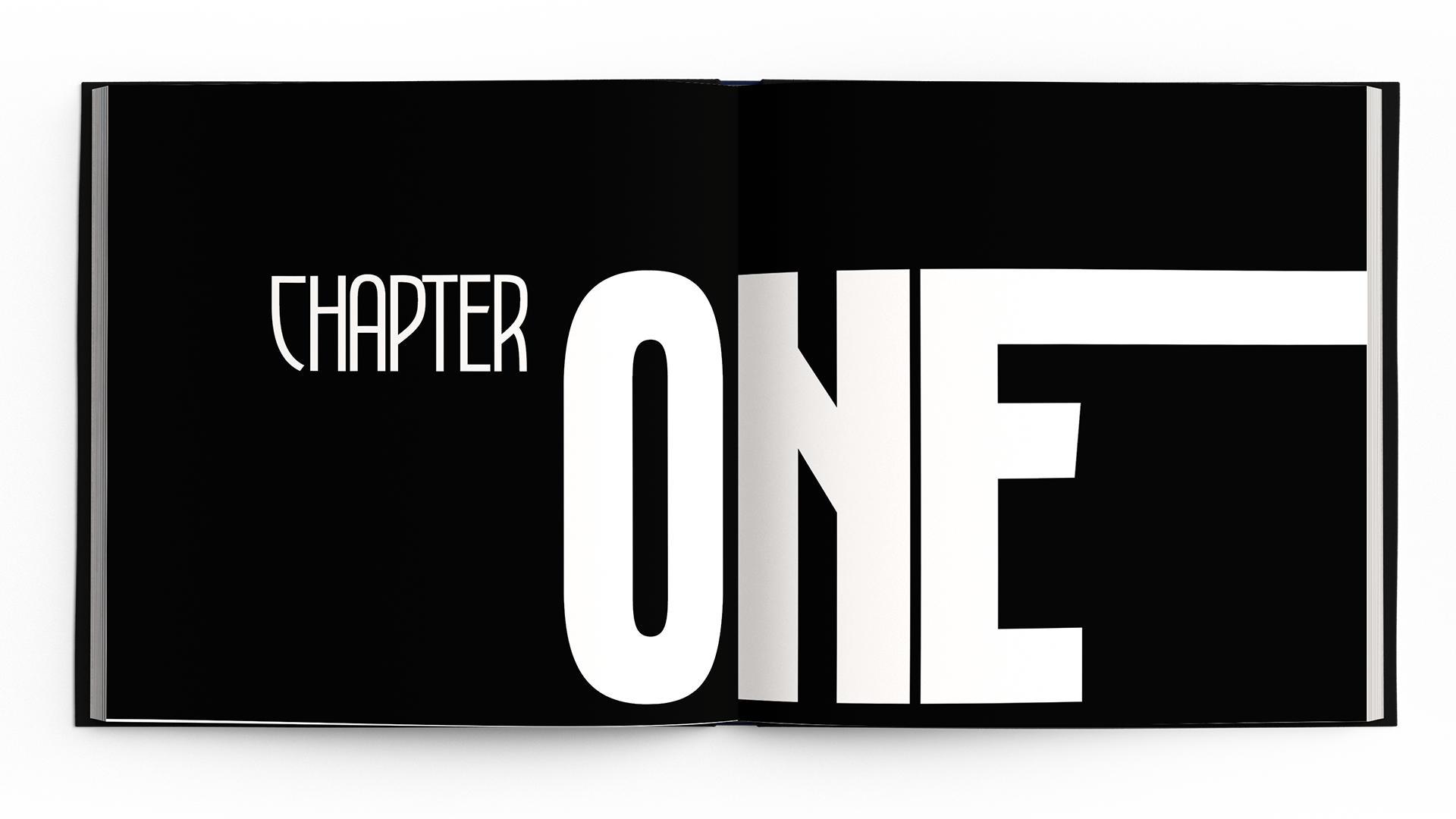 Bold black and white typography for Chapter One in brand identity design.