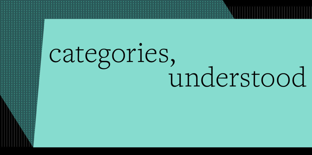 Design For Tomorrow case study visuals featuring teal and black geometric patterns with text categories, understood.