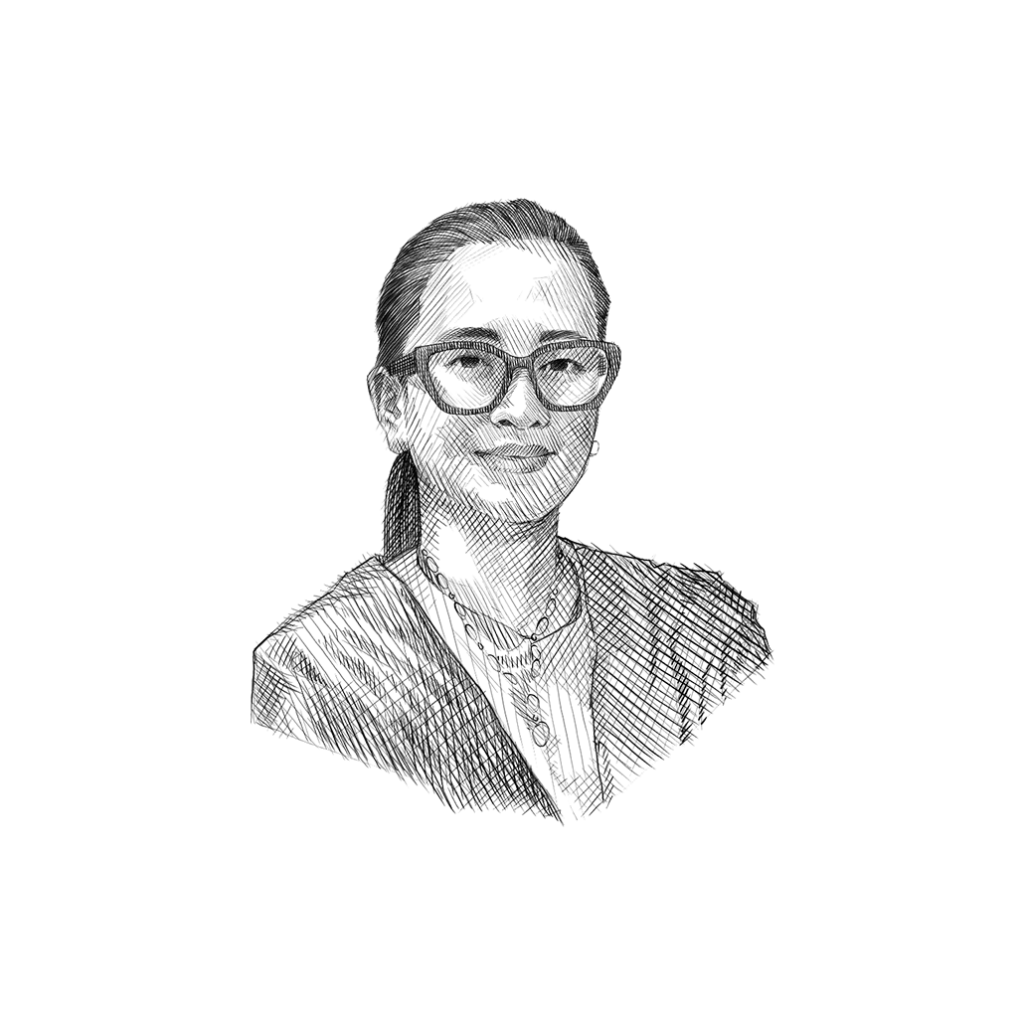 Engraved illustration of a person with sunglasses, showcasing unique brand identity design for a case study branding project.