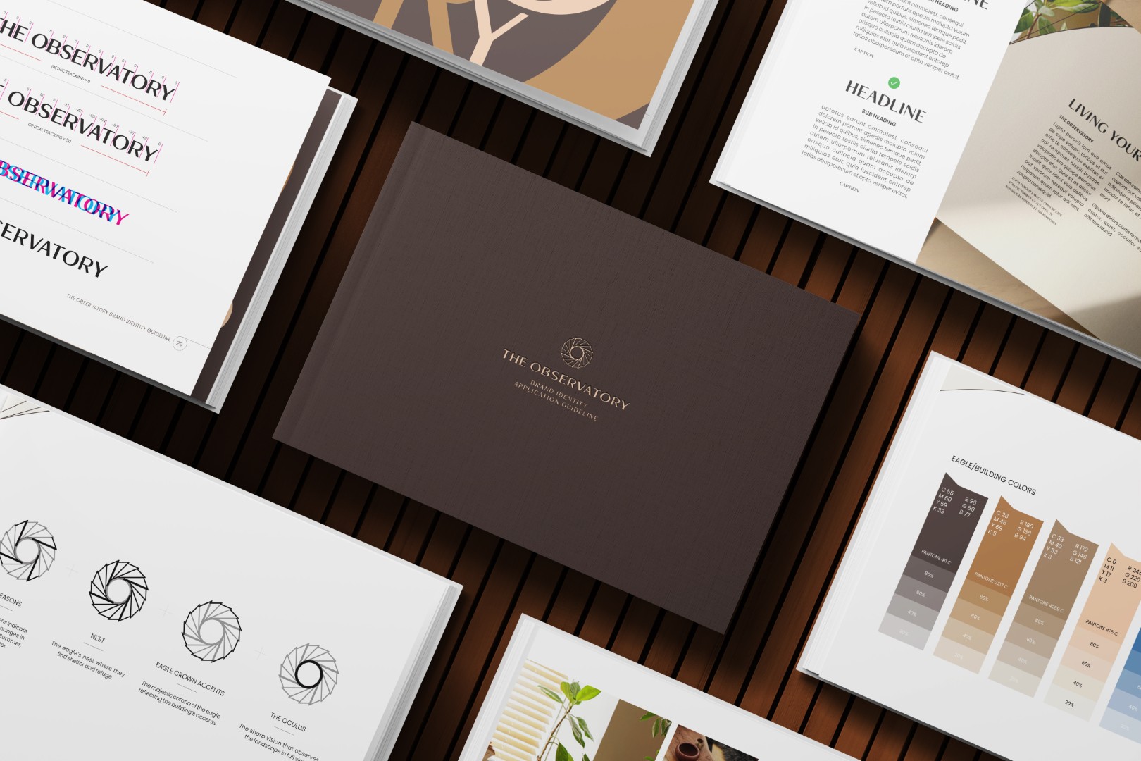 The Observatory brand identity case study, showcasing visual identity, color palette, and typography design elements.