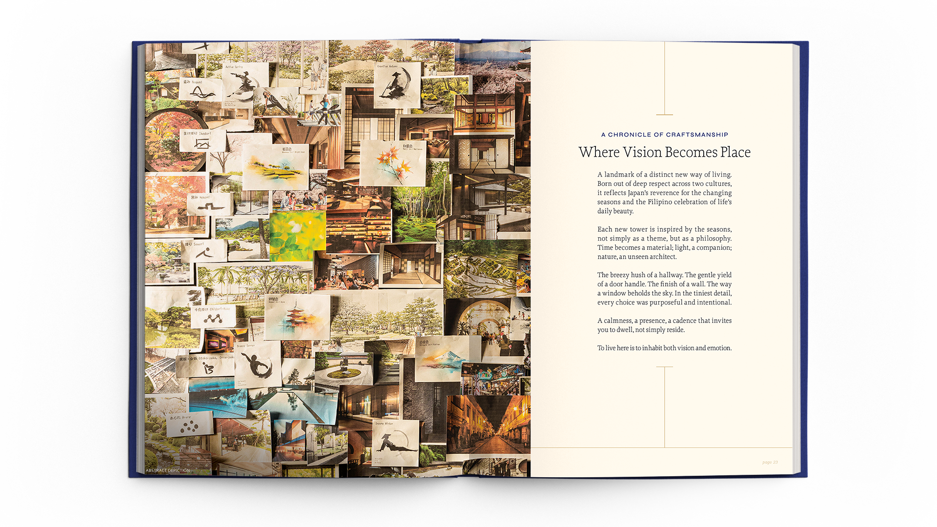 Collage of architectural sketches and photographs showcasing branding and visual identity for Design For Tomorrow case study.